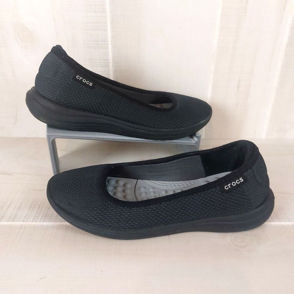 Crocs Reviva Ballet Flats Slip On Shoes Women's Size 6 Black 205880